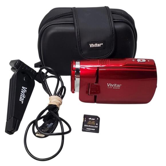 Vivitar DVR 945HD Digital Video Camcorder (Red), Bundle Tested - Picture 1 of 15